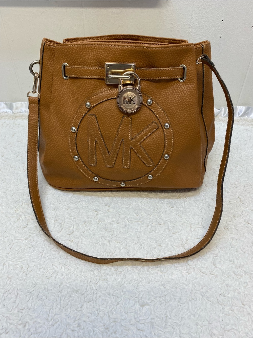 MK Women's bucket tote bag Large Logo and Faux Leather Tote Bag
